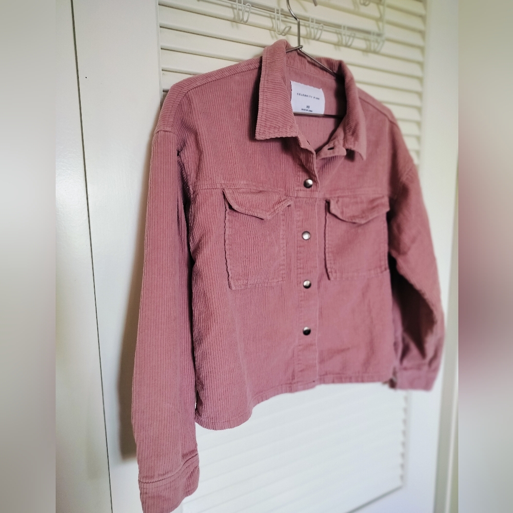 Celebrity Pink Women's Pink Corduroy Snap Front Jacket 100% Cotton XS